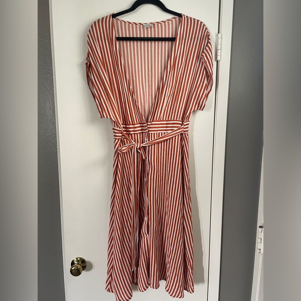 Orange and white stripe dress (one size)
